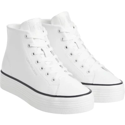 Image of Calvin Klein Jeans BOLD Hightop trainers, Women&#039;s, Size: 3.5, Bright white/black Leather