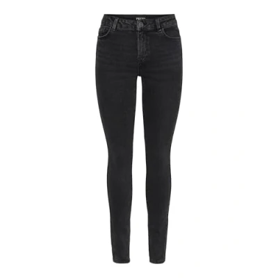 Image of PIECES Female Skinny Fit Jeans PCDANA MW, Dark Grey Denim, XL / 32L