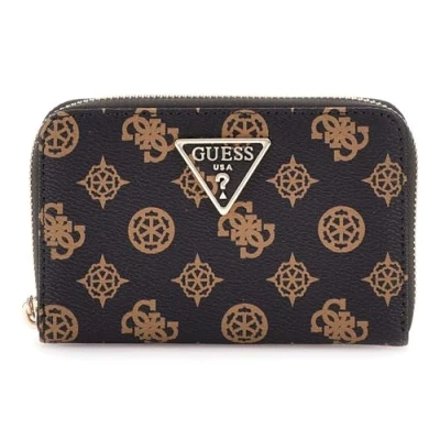 Image of GUESS Laurel Zip Around Wallet M Mocha Logo, Logo
