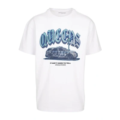 Image of Upscale by Mister Tee Unisex Queens Print Tshirt, Size: XS, White