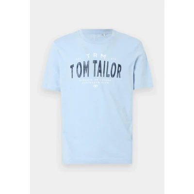 Image of TOM Tailor SLUB Print Tshirt, Men&#039;s, Size: Small, Light powder blue