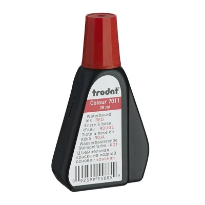 Image of Trodat 7011 Red Ink Bottle 28 ml Replacement For Hand Stamp Pads