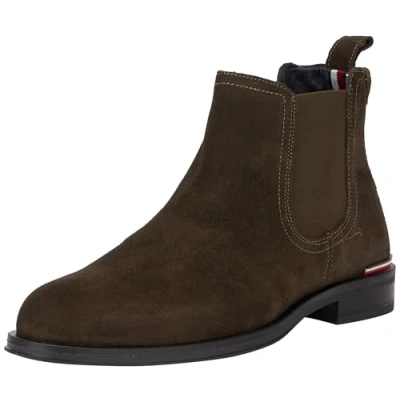 Image of Tommy Hilfiger Men’s Elegant Chelsea Boots, Green Black, 8 UK