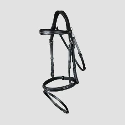 Image of Dy&#039;on Working Collection Flash Noseband Bridle with Snap Hooks Black / Full Size Horse Riding Equestrian