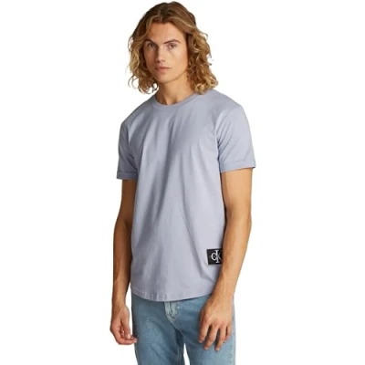 Image of Calvin Klein Jeans Badge TURN UP Sleeve Basic Tshirt, Men&#039;s, Size: Medium, Aleutian