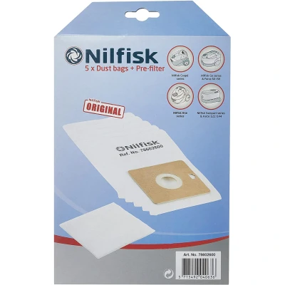 Image of Nilfisk 78602600 vacuum cleaner bag dust bags x 5 + 1 prefilter