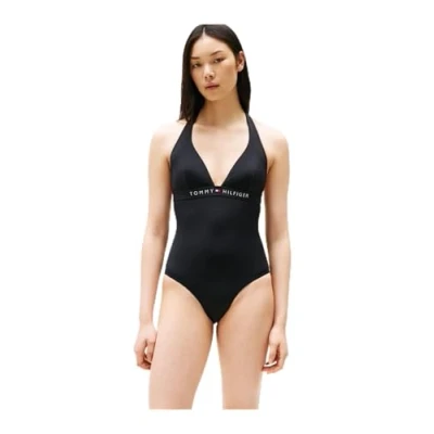 Image of Tommy Hilfiger Original Halter ONE Piece Swimsuit, Women&#039;s, Size: 6, Black