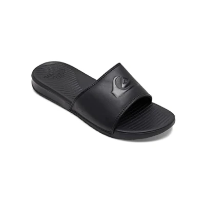 Image of Quiksilver Bright Coast Pool slides, Men&#039;s, Size: 5, Solid black Synthetics
