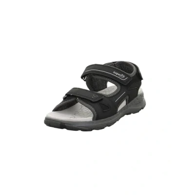 Image of Superfit Criss Cross Walking sandals for kids, Size: 11K, Black/grey Imitation leather/ textile