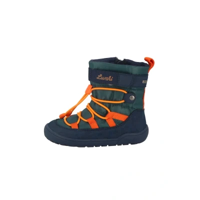 Image of Lurchi JACE TEX Unisex Laceup ankle boots for kids, Size: 2.5, Petrol/orange Synthetics