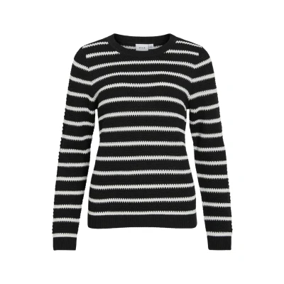Image of VILA Vidalo Oneck Stripe NOOS Jumper, Women&#039;s, Size: XS, Black/white alyssum