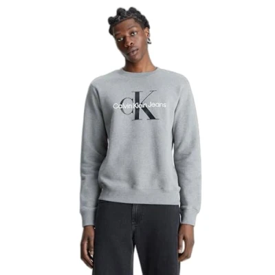 Image of Calvin Klein Jeans CORE Monogram Crewneck Sweatshirt, Men&#039;s, Size: Large, Mid gray