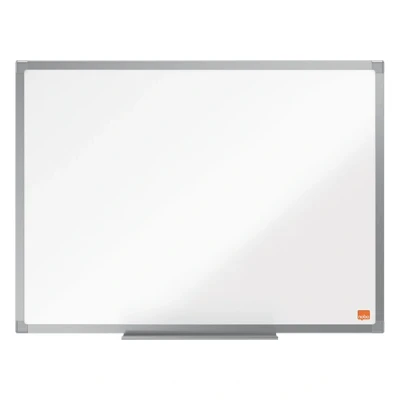 Image of Nobo Steel Magnetic Whiteboard, 600 x 450mm, Aluminium Trim, Corner Wall Mounting, Includes Whiteboard Pen Tray, Essence Range, 60 45cm, White, 1905209