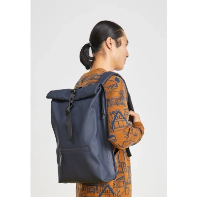 Image of Rains Rolltop Rucksack Unisex Rucksack, Size: One Size, Navy