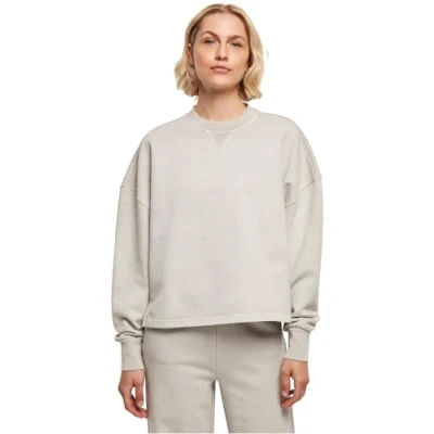 Image of Urban Classics Heavy Terry Garment DYE Crewneck Sweatshirt, Women&#039;s, Size: 3XL, Warmgrey