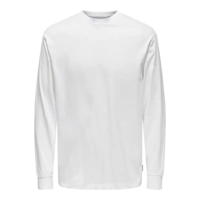 Image of Only &amp; Sons Rundhals Long sleeved top, Men&#039;s, Size: XS, Bright white
