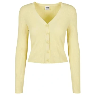 Image of Urban Classics Ladies Short RIB KNIT Cardigan Cardigan, Women&#039;s, Size: 3XL, Softyellow