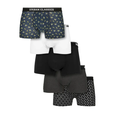 Image of Urban Classics Men&#039;s Boxer Shorts (Pack of 5), Ban.aop &amp; Brand.aop Cha Blk Wht, 3XL