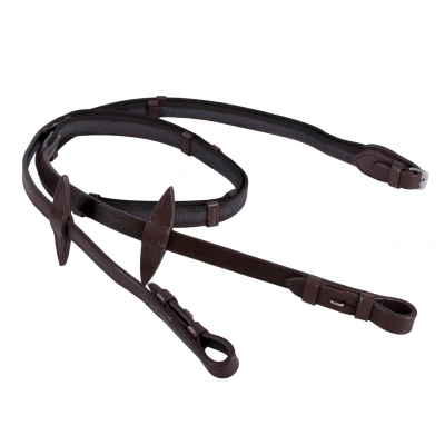 Image of QHP Anti slip reins with leather stops