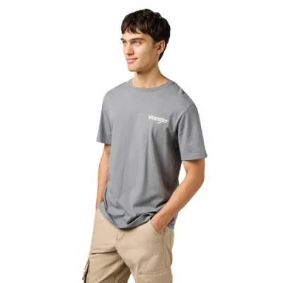 Image of Wrangler Graphic TEE Print Tshirt, Men&#039;s, Size: Small, Pewter