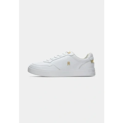 Image of Tommy Hilfiger Essential Court Trainers, Women&#039;s, Size: 41, White/gold shoes