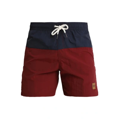 Image of Urban Classics Block Swimming shorts, Men&#039;s, Size: Small, Navy/burgundy