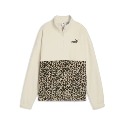 Image of Puma Graphic Animal Relaxed HALF ZIP CREW Fleece jumper, Women&#039;s, Size: XS, Alpine snow