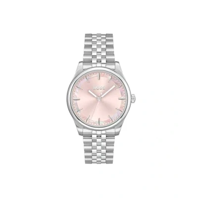 Image of BOSS Graceful Watch silvercoloured/pink, Women&#039;s, Size: One Size, Silver coloured/pink