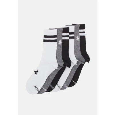 Image of Under Armour Essential CREW Unisex 6 PACK Sports socks, Size: 13 4, White/black