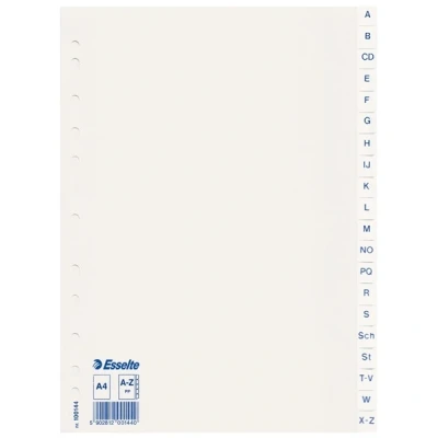 Image of Leitz Esselte 100144 A4 Index Dividers, 20 Tabs with Alphabetical Print A Z, Blue/White, Robust Plastic
