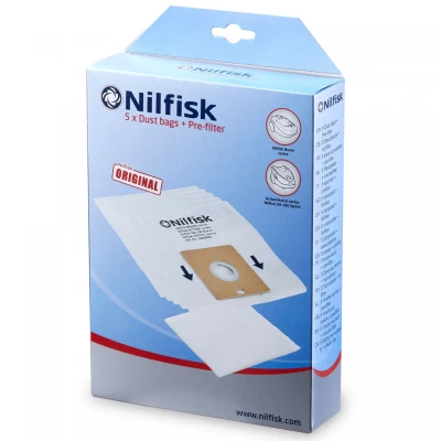 Image of Nilfisk 30050002 vacuum cleaner bag dust action plus (X5)+pre filter