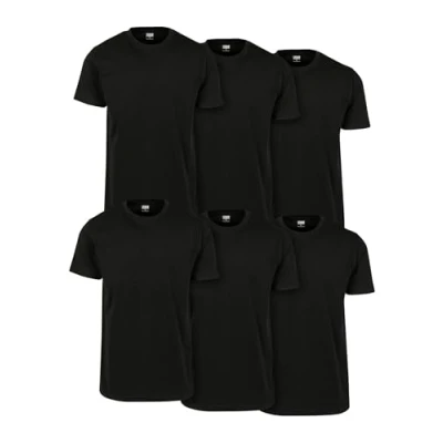 Image of Urban Classics TEE 6PACK Basic Tshirt, Men&#039;s, Size: 5XL, Black