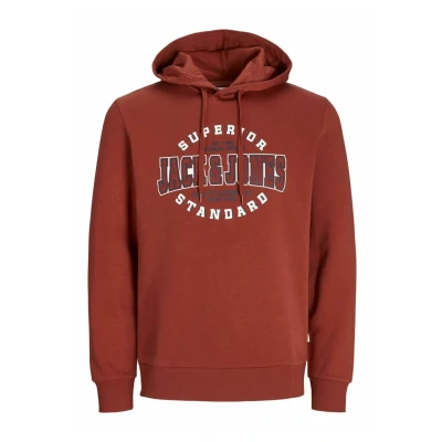 Image of Jack &amp; Jones LOGO Hoodie, Men&#039;s, Size: Small, Red ochre