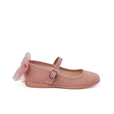 Image of Pisamonas Merceditas Ceremonia Ankle strap ballet pumps for kids, Size: 13.5K, Rosa palo Textile