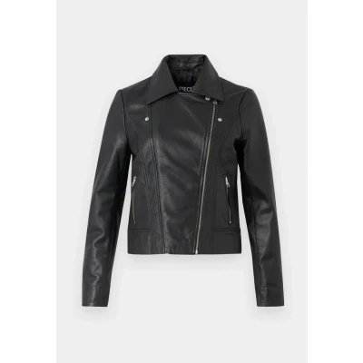 Image of Pieces Pcsusse Jacket Leather jacket, Women&#039;s, Size: Small, Black