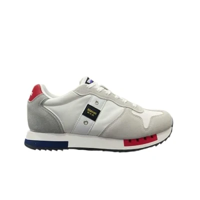 Image of Blauer USA S5Queens01 White Red Navy Sneakers for Men in Nubuck and Fabric, Red, 41 EU