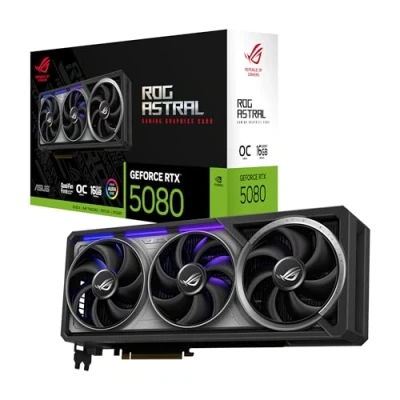 Image of ASUS ROG ASTRAL GeForce RTX 5080 16GB GDDR7 OC Edition Gaming Graphics Card (Nvidia RTX5080, Four Fans, PCIe 5.0, 2X HDMI 2.1b, 3X DisplayPort 2.1a, RTX5080 O16G GAMING)