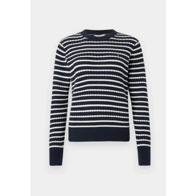 Image of Tommy Hilfiger Cable FINE Jumper, Women&#039;s, Size: XXS, Dark night navy/ivory silk
