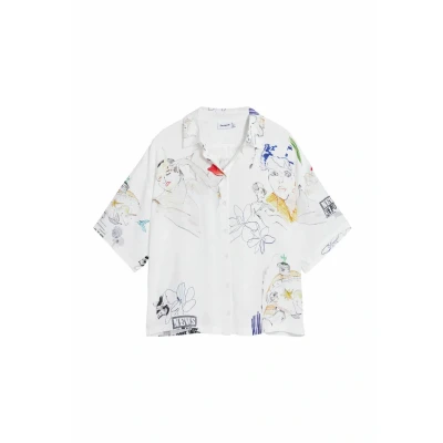 Image of Desigual Shortsleeve Faces Buttondown blouse, Women&#039;s, Size: 14, White
