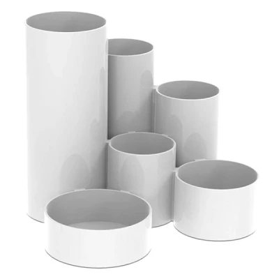 Image of Maul MAULtubo Pen Holder High Gloss with 6 Holders, Stable, Made in Germany, Diameter Approx. 15 cm, Height 12.5 White