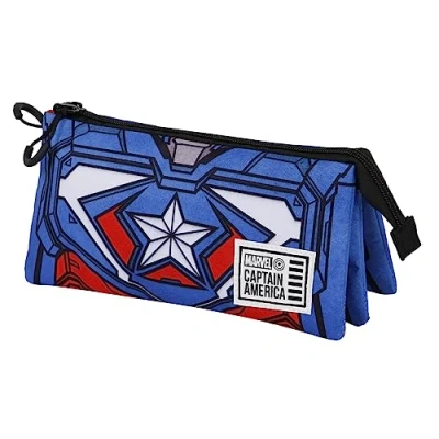 Image of Marvel Captain America Tekk Costume FAN Triple Pencil Case 2.0, Blue, 23 x 11 cm, One Size, 2.0