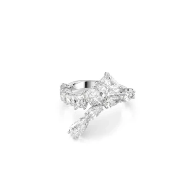 Image of Swarovski Matrix ring, Mixed cuts, White, Rhodium plated