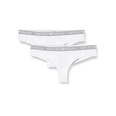 Image of Emporio Armani Brazilian Brief 2 PACK Briefs, Women&#039;s, Size: Medium, Bianco