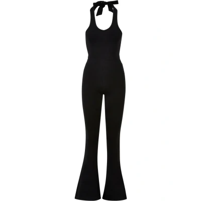 Image of Urban Classics Interlock Neckholder Jumpsuit, Women&#039;s, Size: XS, Black