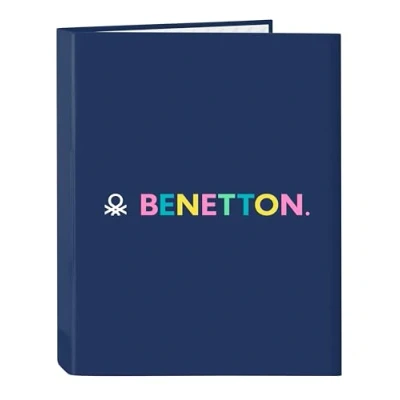 Image of Safta Benetton Cool Folder with 4 Rings, Ideal for Children of Different Ages, Comfortable and Versatile, Quality Resistance, 26.5 x 33 cm, Navy Blue, navy, Estándar, Casual