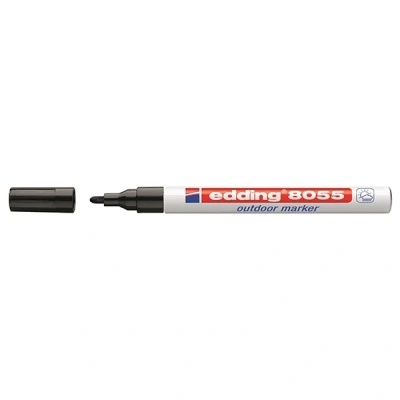 Image of edding 8055 Outdoor Marker Black 1 Paint Pen Bullet Tip 2 mm Highly Opaque, Waterproof for Use Permanent Labelling e.g. of Wheelie Bins, Children&#039;s Toys
