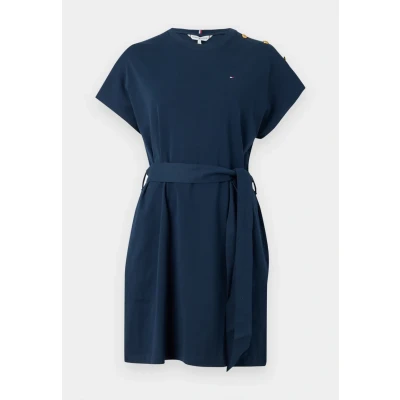 Image of Tommy Hilfiger Button Dress Jersey dress, Women&#039;s, Size: 3XL, Dark night navy