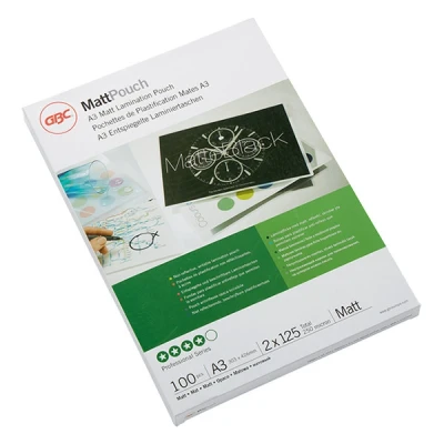 Image of GBC A3 2x125 Micron Matt Laminating Pouches, Pack of 100, 3747235,White,2 x 125