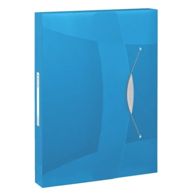 Image of Esselte Box File, Holds up to 350 A4 Sheets, Elastic Closure, Flexible Plastic, Translucent Blue, VIVIDA Range