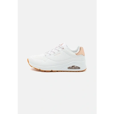 Image of Skechers Wide Fit UNO Trainers, Women&#039;s, Size: 5, White/rose gold Pu